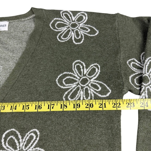No Boundaries Women's Green Floral Knit V Neck Button-Up‎ Cardigan Y2K Boho Soft - Picture 6 of 10